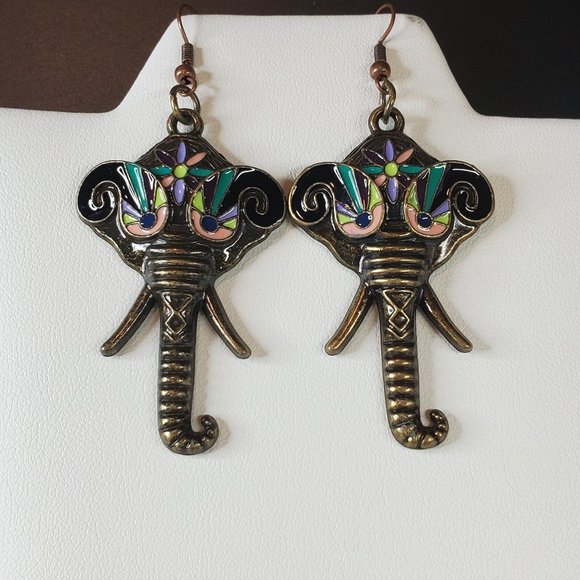 Bronze Elephant Earrings - Picture 3 of 3